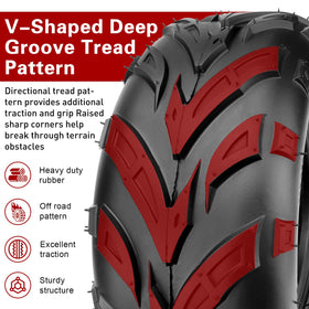 WNOOENG tread close-up detail showing V-shaped lugs for improved grip