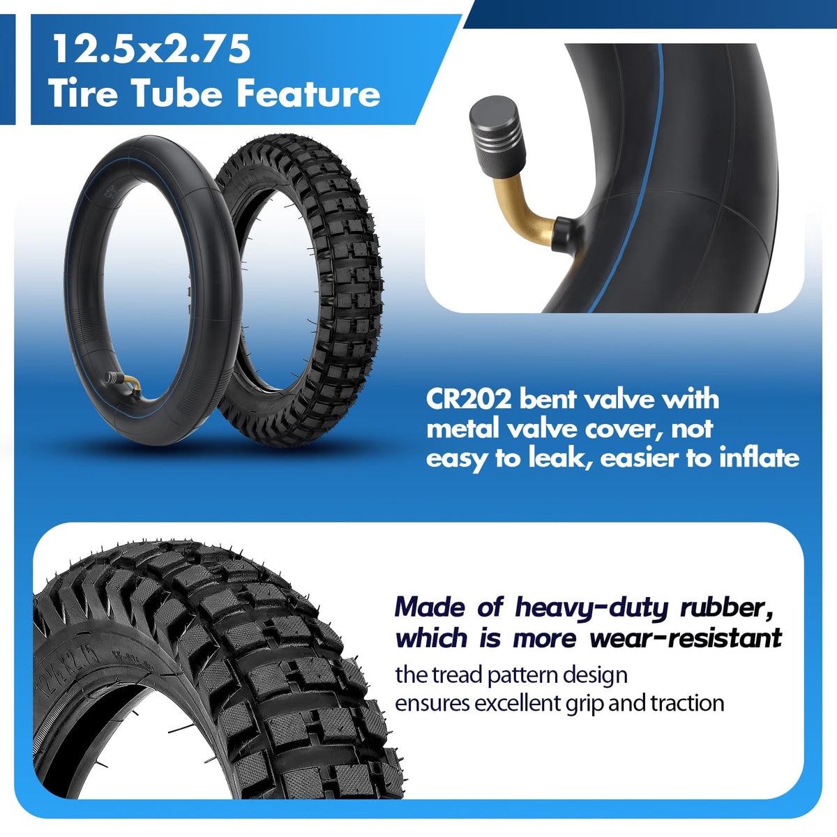 WNOOENG bent CR202 valve stem close detail showing easy-access inflation