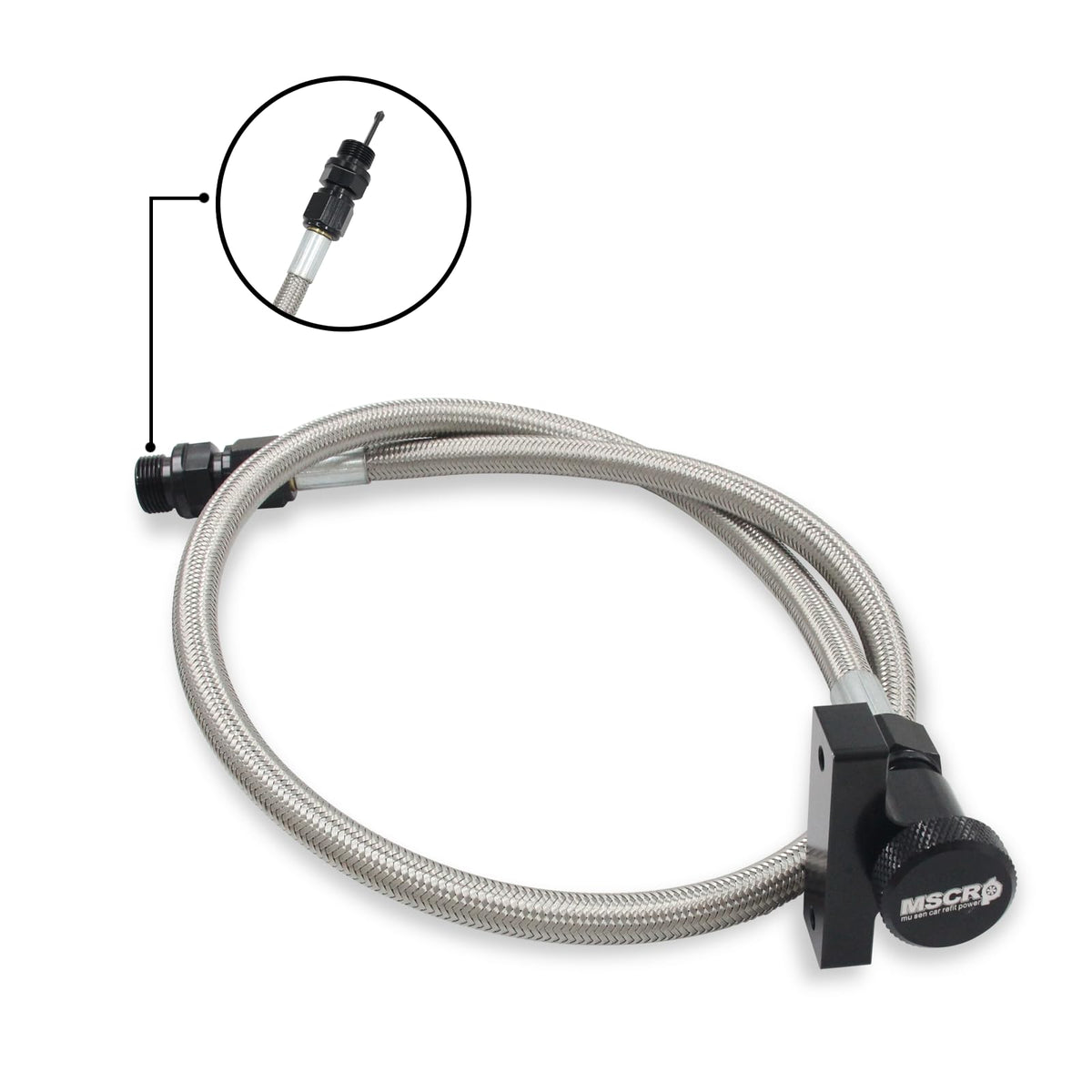 WnSEu detail of stainless braided tubing highlighting heat and abrasion resistance