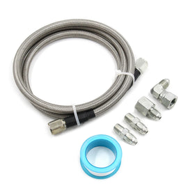 WnSEu front view of 36-inch pressure line kit showing -4AN fittings and braid, durable routing
