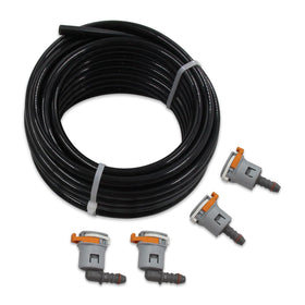 WnSEu tubing connected to a motorcycle fuel fitting demonstrating secure routing benefit