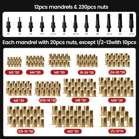 WOBANK organized mandrels and nuts in labeled boxes for fast selection benefit