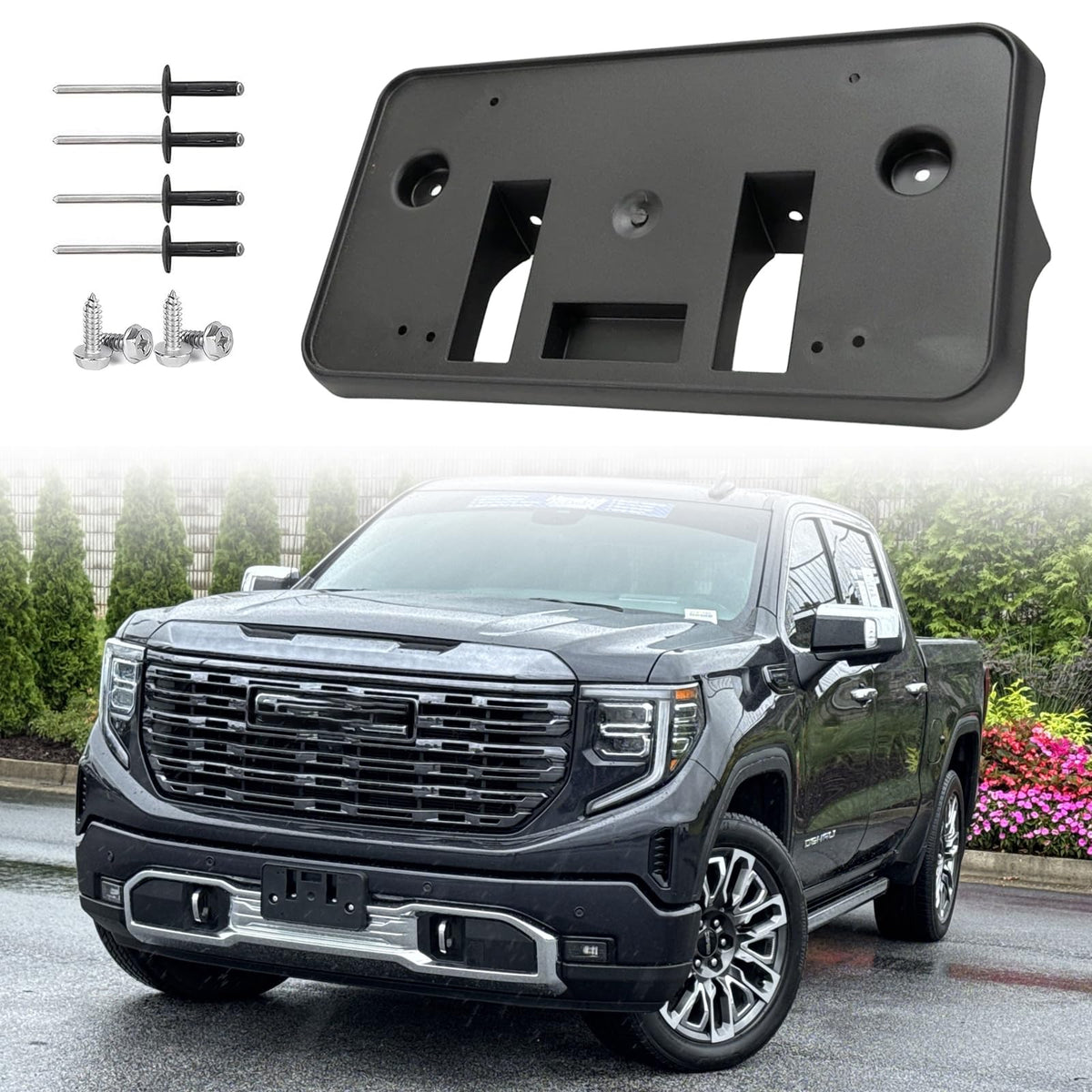 Wocch front view of black license plate frame showing OEM fit and clean look