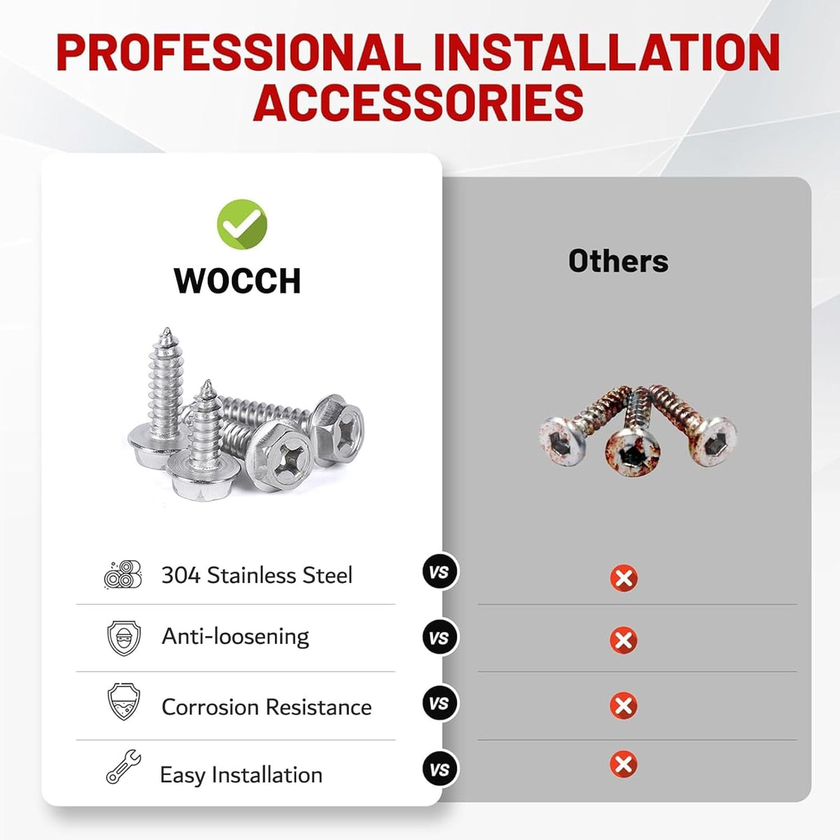Wocch license bracket with included screws and fasteners for easy install