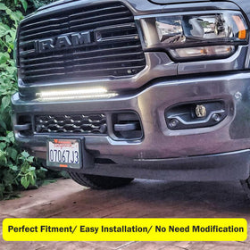 Wocch bracket mounted on Ram bumper demonstrating accurate alignment