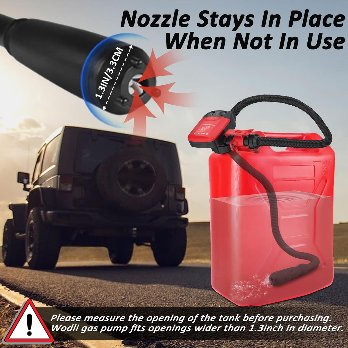 Wodli 42-inch discharge hose shown flexible for reach and convenience