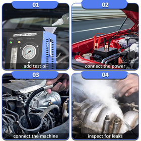 wodli smoke test in progress on engine to locate leaks efficiently