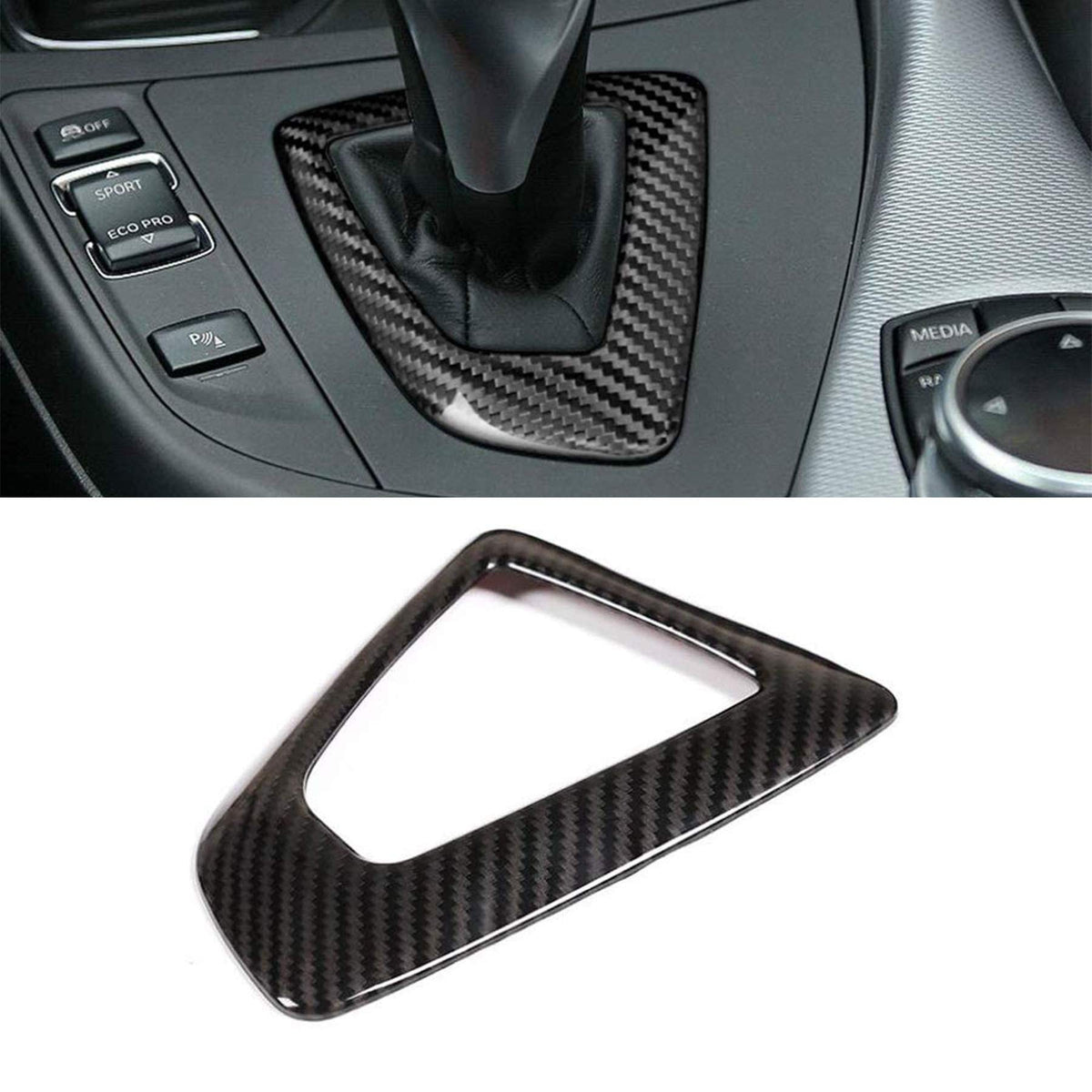WODOFO GDR front view of carbon fiber shift panel cover for refreshed console look