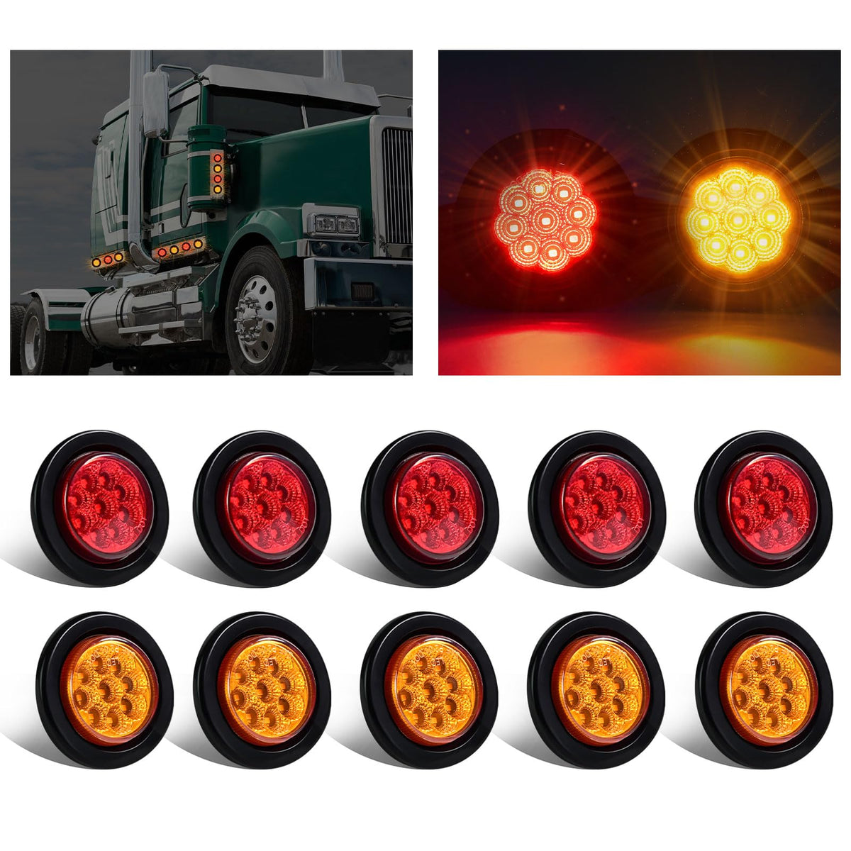 Wodvyss front view of 2-inch marker lights showing compact design and bright lens