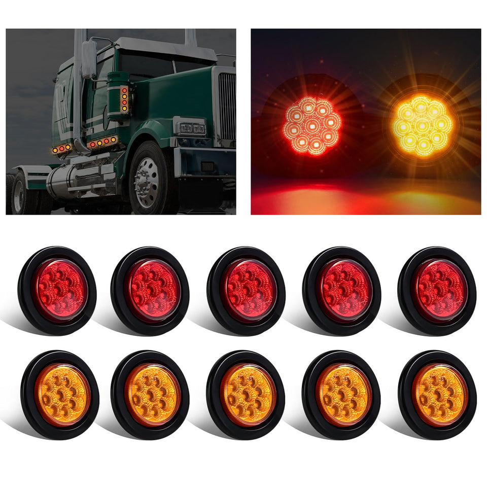 Wodvyss front view of 2-inch marker lights showing compact design and bright lens