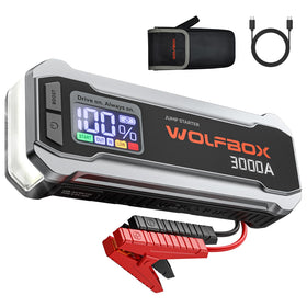 WOLFBOX 3000A front view showing compact portable power and starting ability