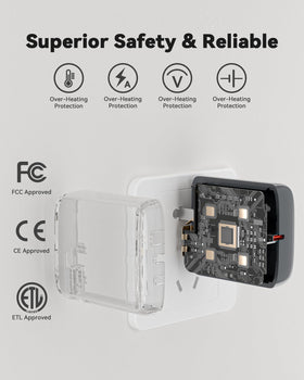 WOLFBOX charger next to smartphone showing scale and travel convenience benefit