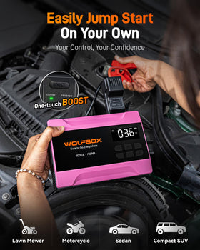 WOLFBOX heavy-duty jumper cables and clamps for secure vehicle connection