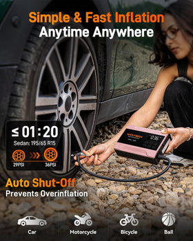 WOLFBOX LED flashlight illuminated in high-beam mode for roadside visibility