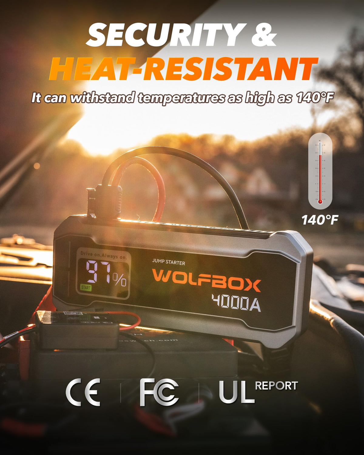 WOLFBOX MV24 beside a laptop showing scale and multi-device charging capability
