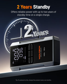 WOLFBOX MV24A held in hand to show size and portability for easy storage and transport