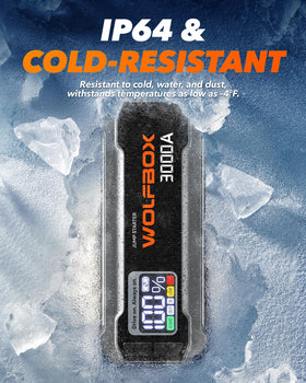 WOLFBOX close-up of weatherproof seal highlighting IP64 protection