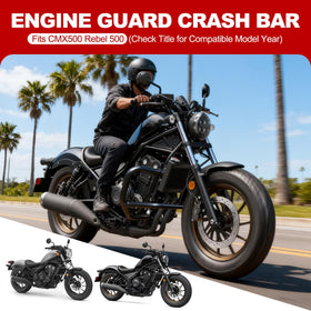 WOLFLINEMOTO crash bar mounted on Rebel 500 side view for engine protection