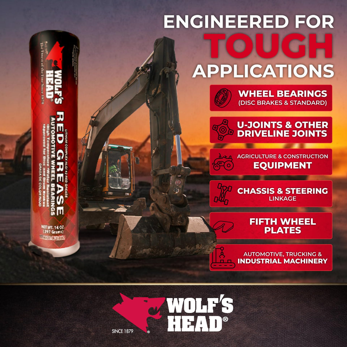 Wolf's Head 14 oz tube held in hand showing size and convenient application benefit