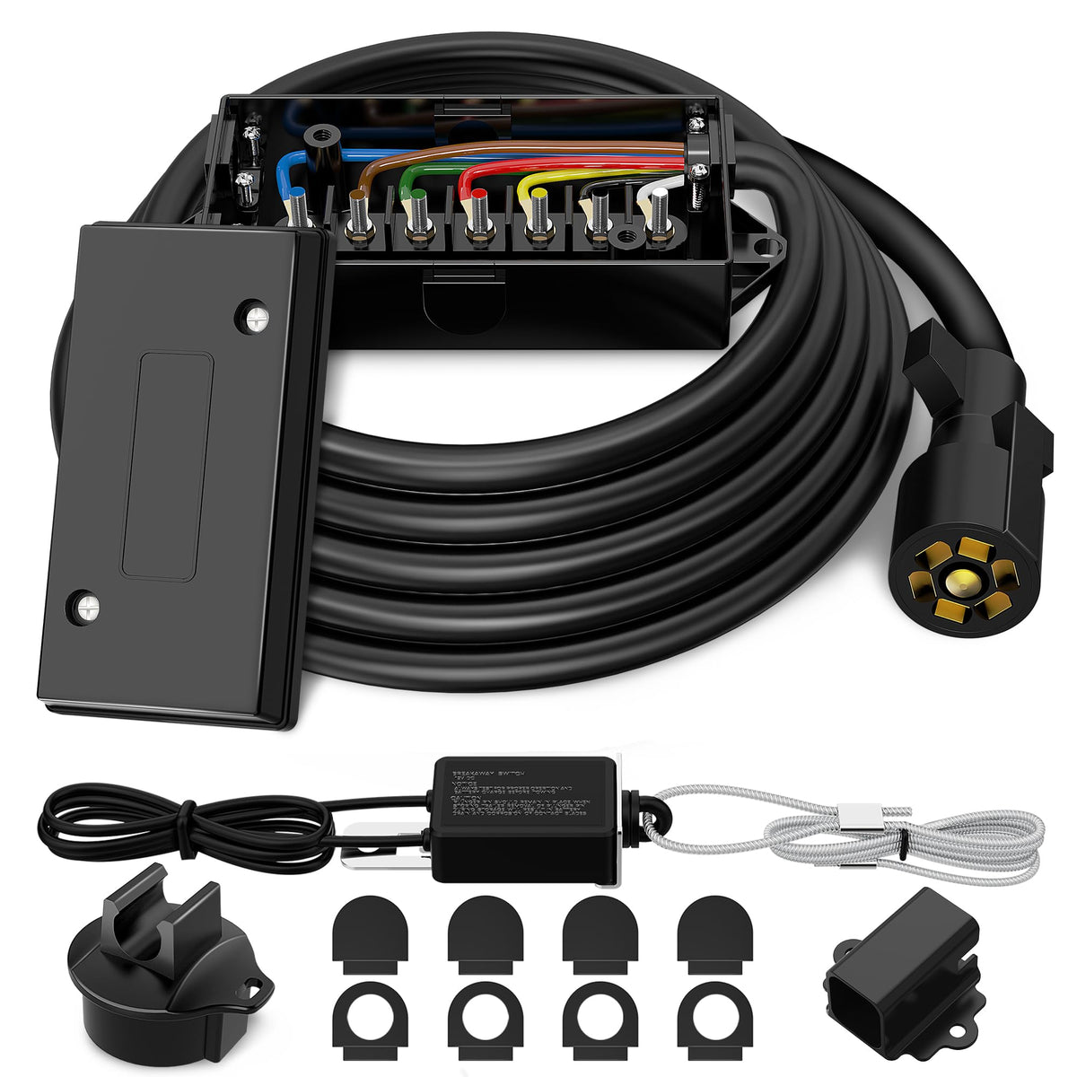 WOLFWILL front packaging view showing complete harness kit and included parts for quick install