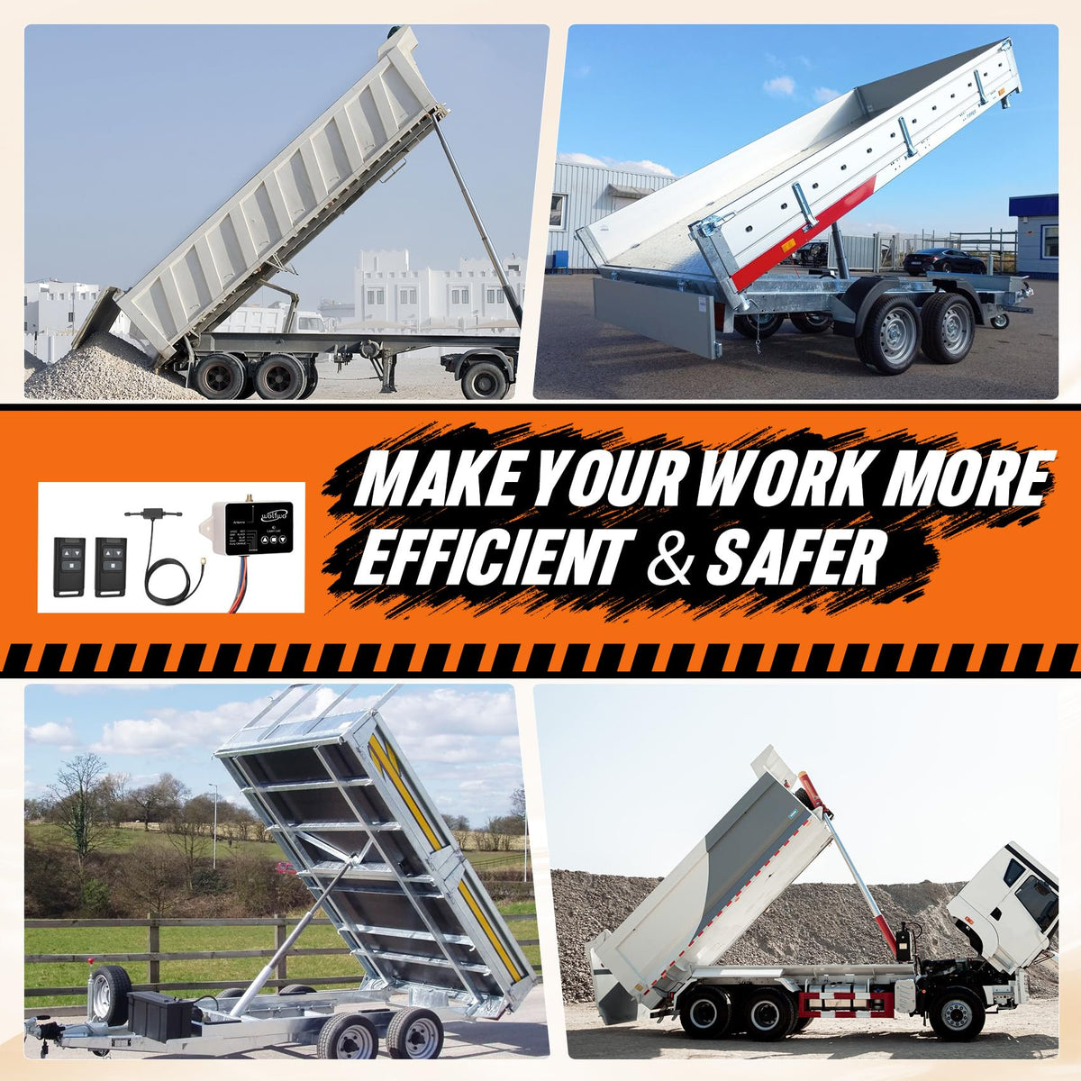 wolfwo trailer in operation with remote user showing safe remote dumping benefit
