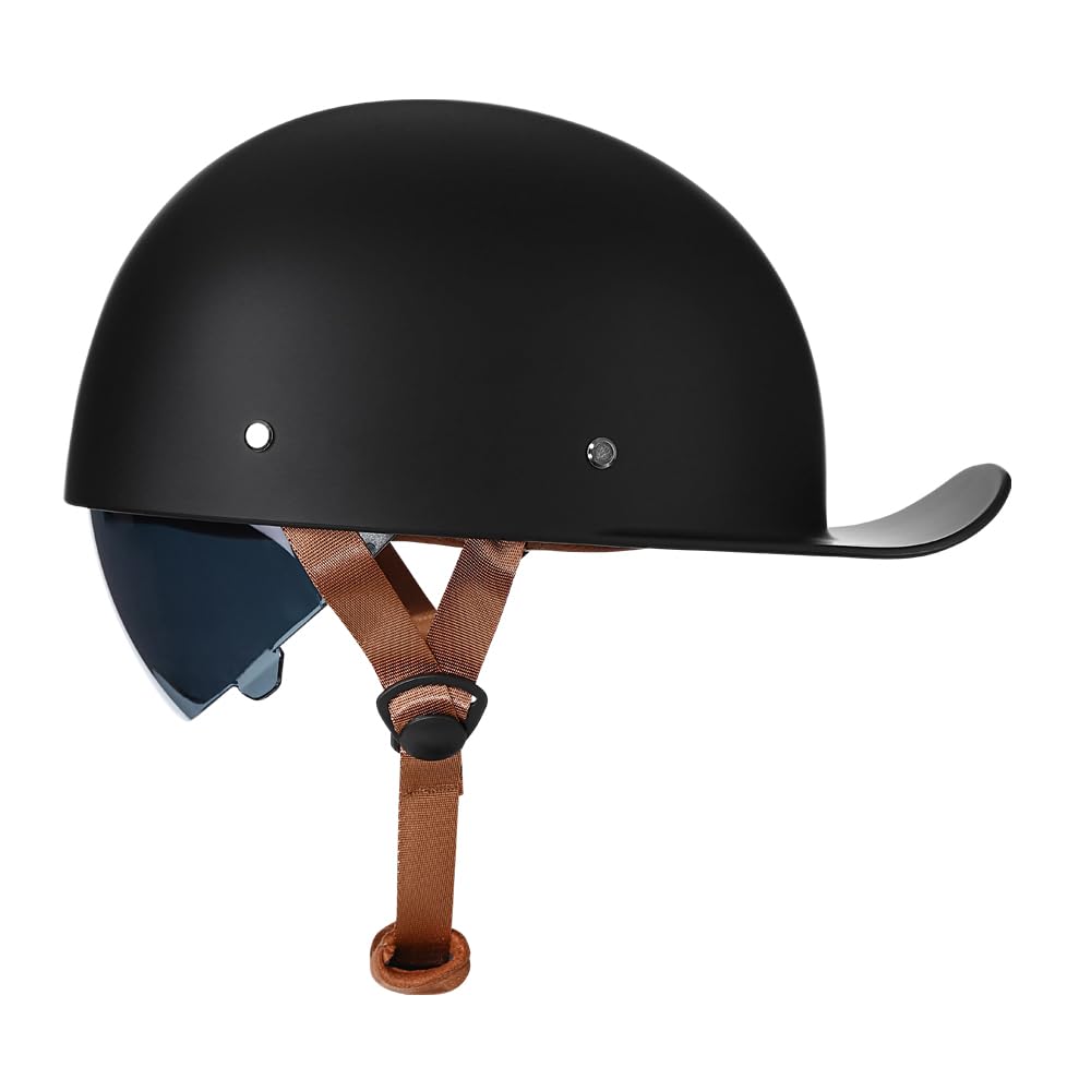 Woljay matte black front view showing classic baseball-cap helmet style and DOT safety