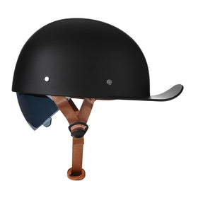 Woljay matte black front view showing classic baseball-cap helmet style and DOT safety