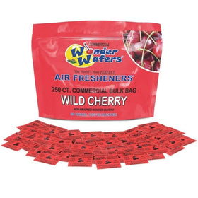 Wonder Wafers front container showing wild cherry scent and clear labeling benefit: easy storage