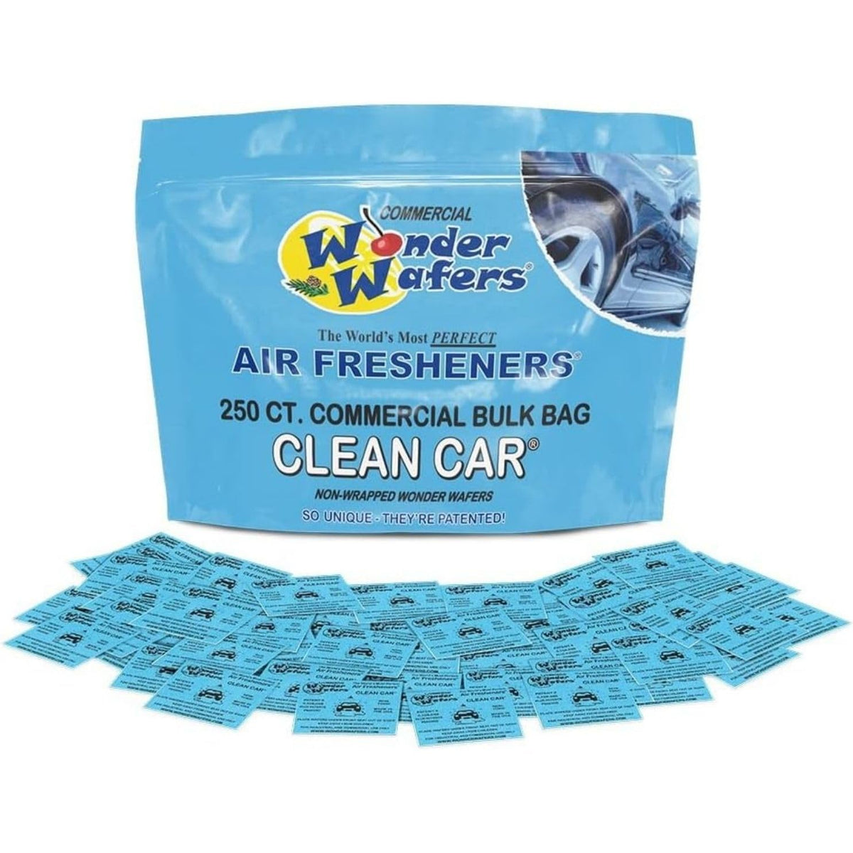 Wonder Wafers front container showing 250-count and clean scent benefit