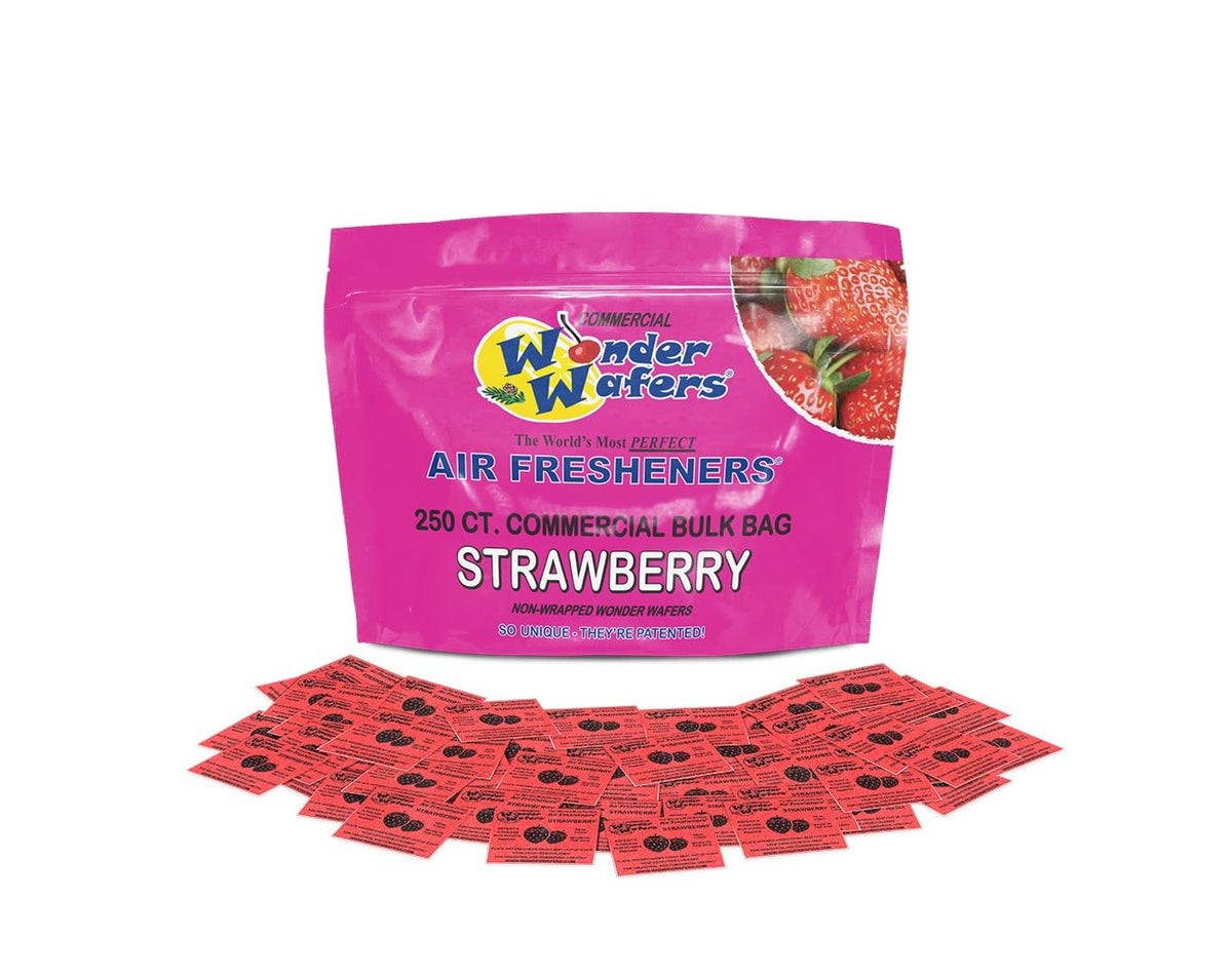 Wonder Wafers front container showing strawberry wafers and resealable lid for lasting freshness