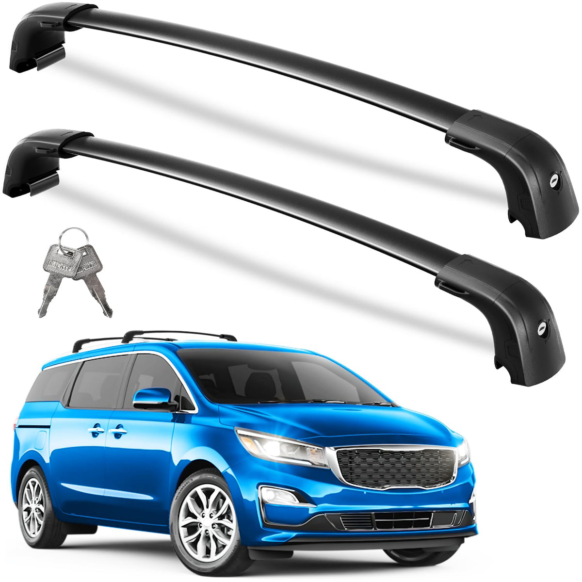 wonderdriver front view mounted on kia sedona showing secure roof cargo fit and improved storage