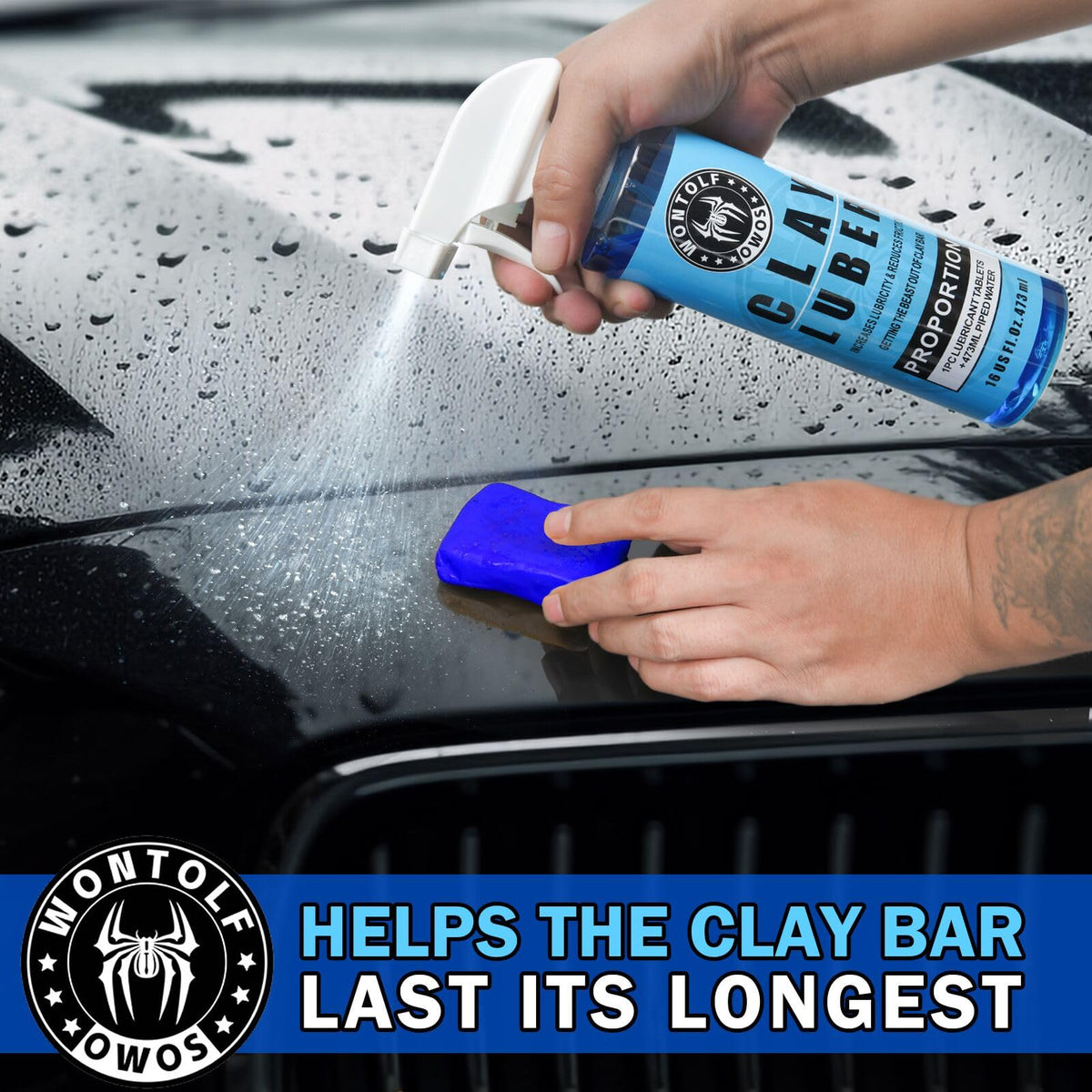 wontolf clay bar held in hand showing size and ease of use for accurate handling