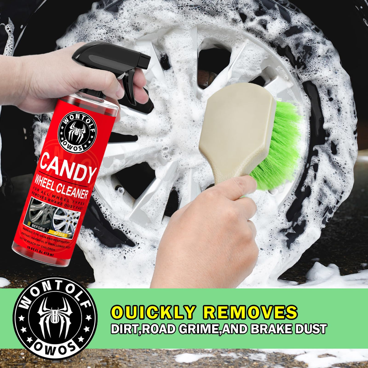 Wontolf concentrated citrus car wash soap bottle producing rich suds
