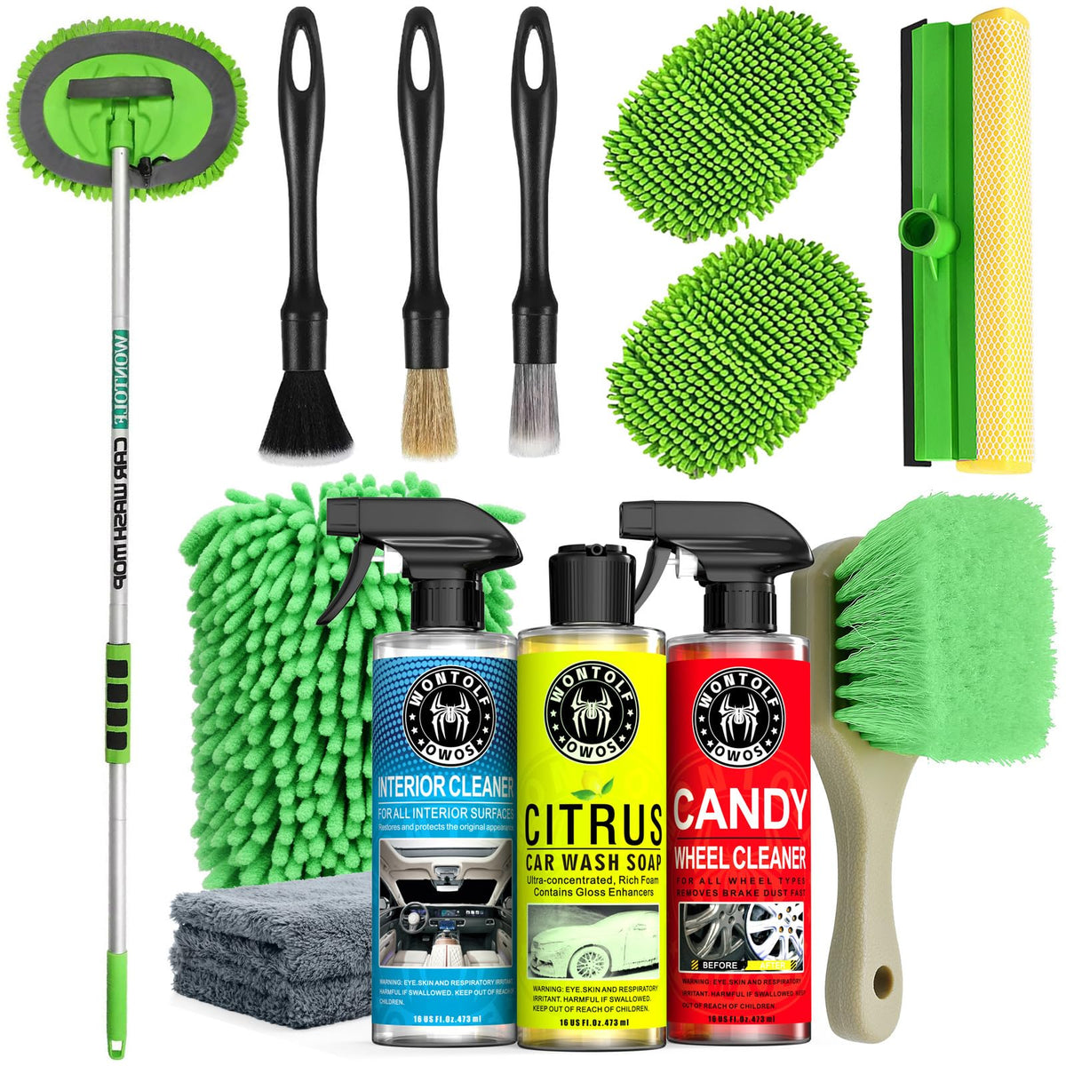 Wontolf front packaging of 17pc kit showing all included items and organizational layout