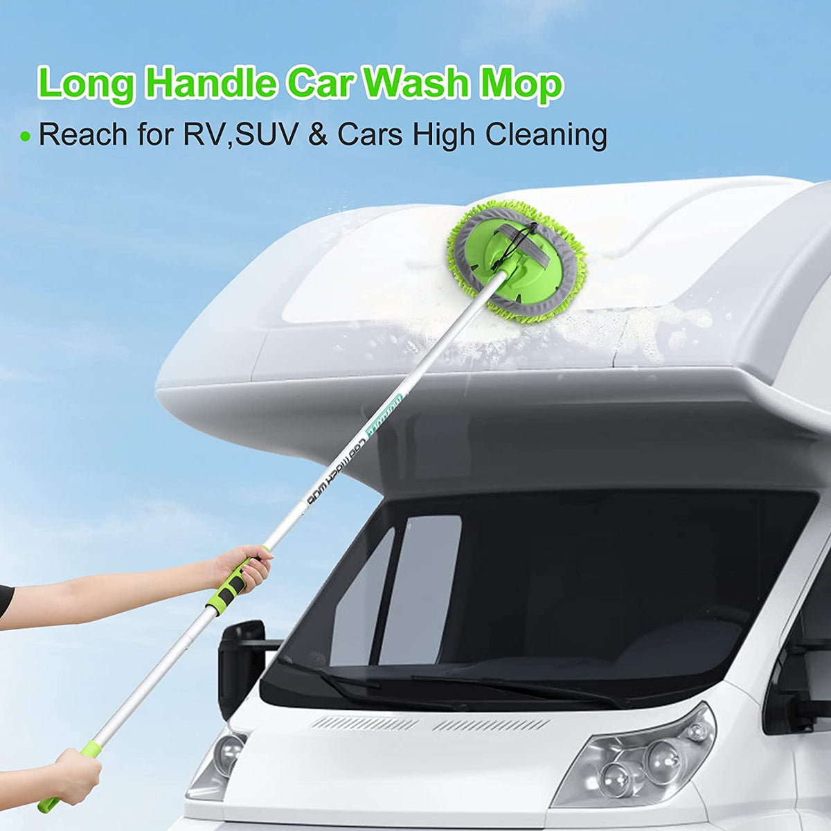 Wontolf long handle car wash brush extended to 62 inches for safer high-reach cleaning