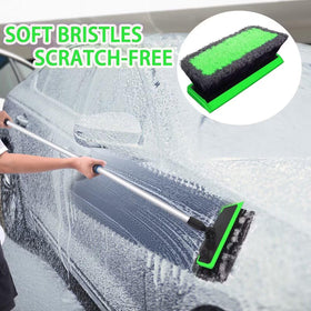 Wontolf long handle extended reaching an RV roof demonstrating safer high-area cleaning