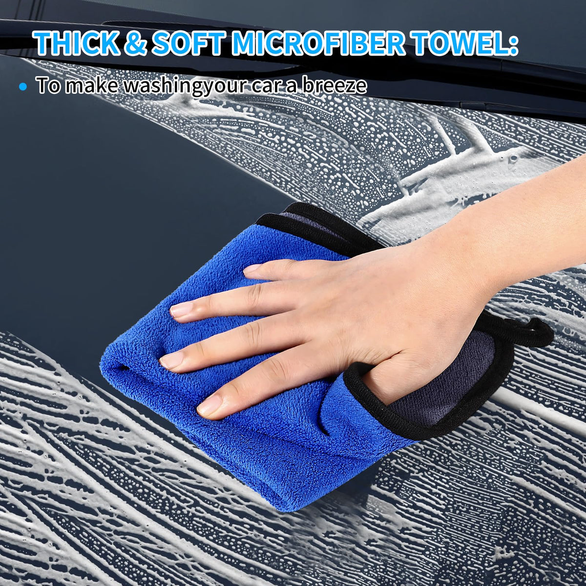 Wontolf microfiber towels folded to show lint-free, scratch-safe polishing