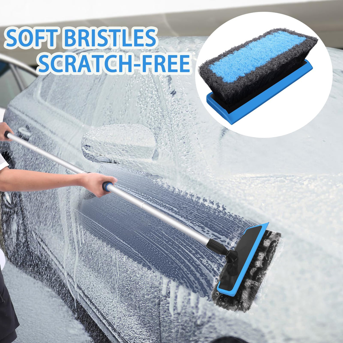 Wontolf soft bristles close-up protecting paint while loosening dirt