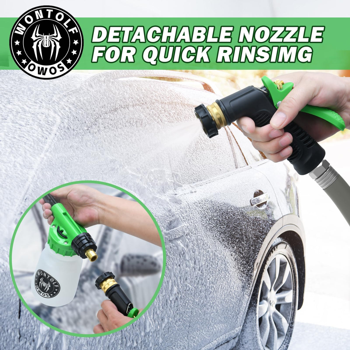 Wontolf wheel brush detail view removing grime from tight lug areas