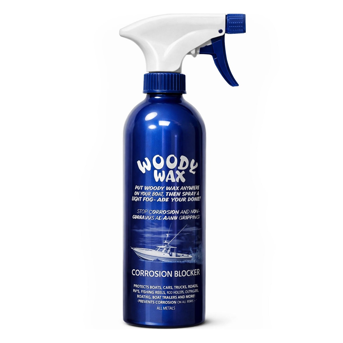 Woody Wax front bottle view showing label and 16 oz size benefit