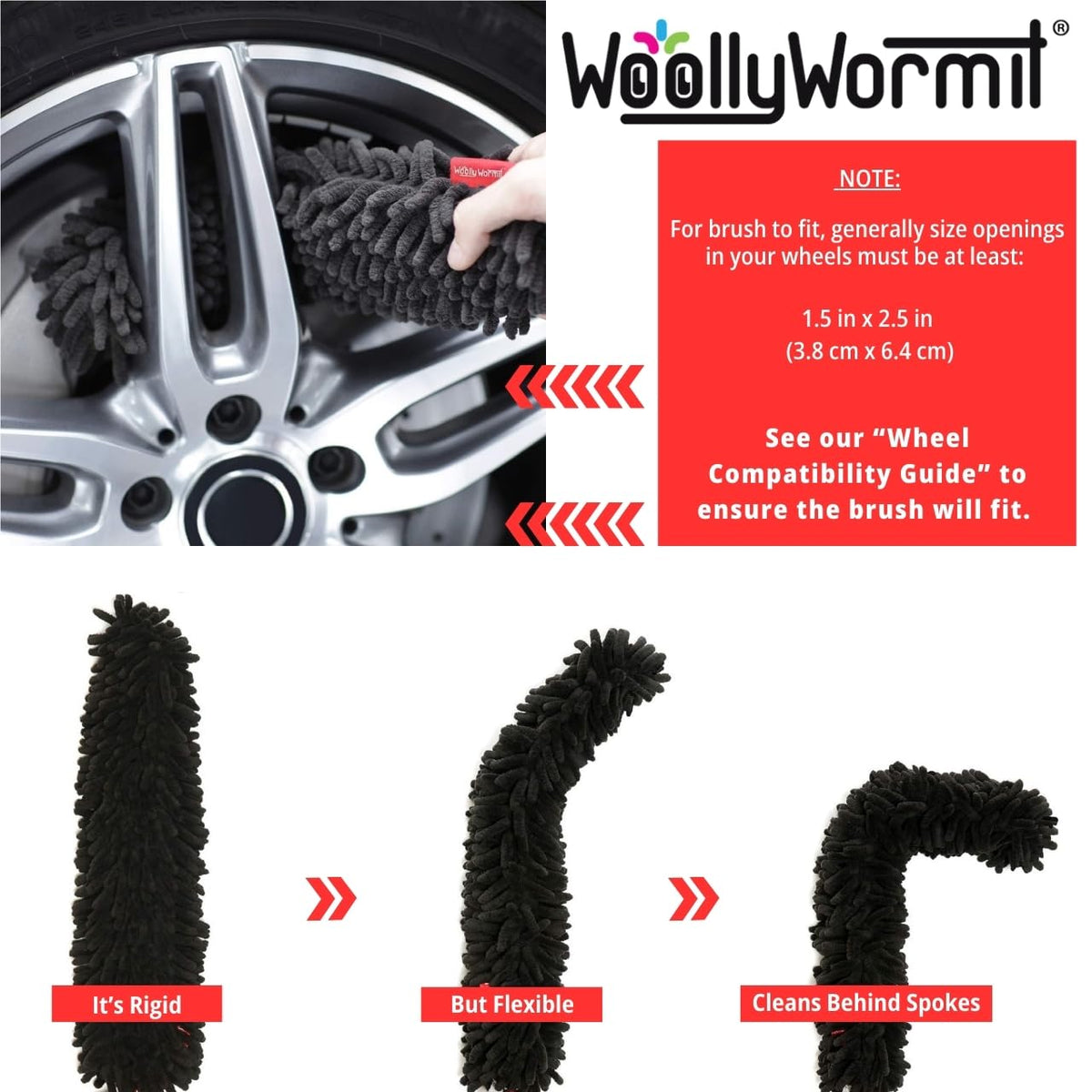 WOOLLYWORMIT lug nut cleaner attachments with sponge inserts for tight areas