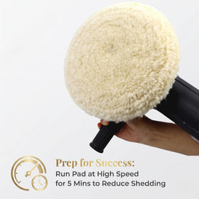 Woolous pad reaching trim and edges for consistent surface coverage