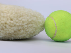 Woolous pad mounted on polisher demonstrating fast defect removal benefit