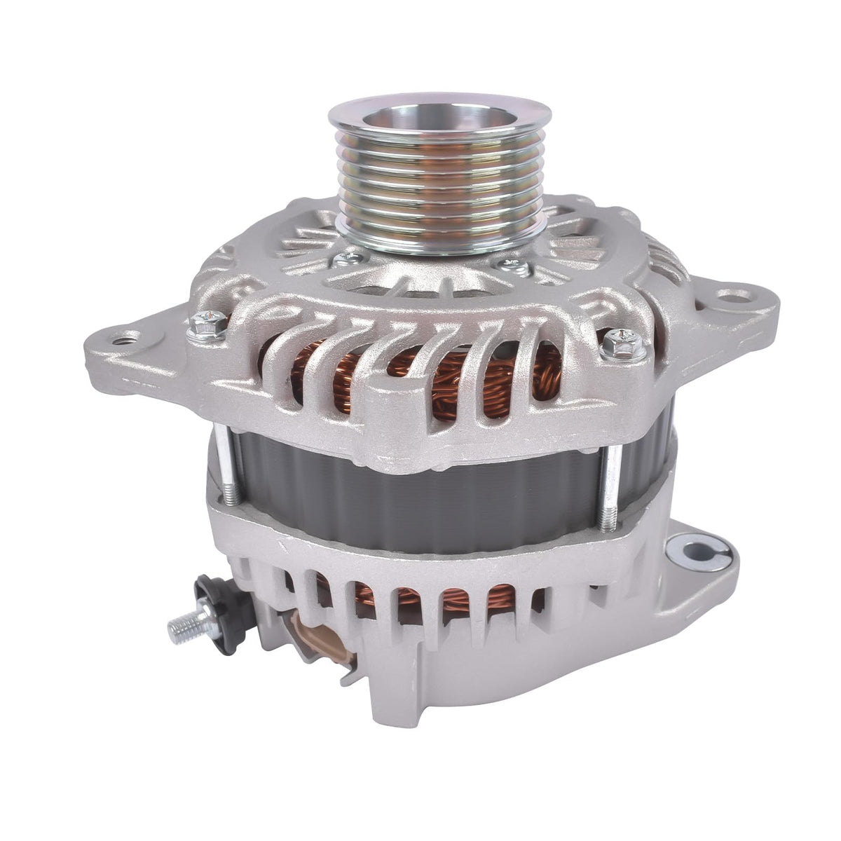 Woosphy alternator side mounting detail illustrating bolt locations and alignment