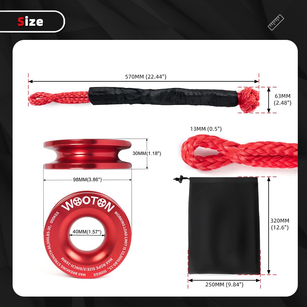 WOOTON aluminum recovery ring top view highlighting smooth bore for rope protection