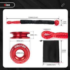 WOOTON aluminum recovery ring top view highlighting smooth bore for rope protection
