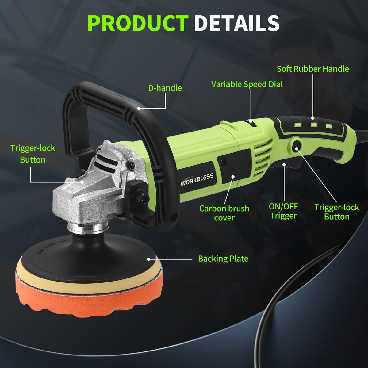 WorkBless accessory kit layout showing pads and tools for versatile tasks