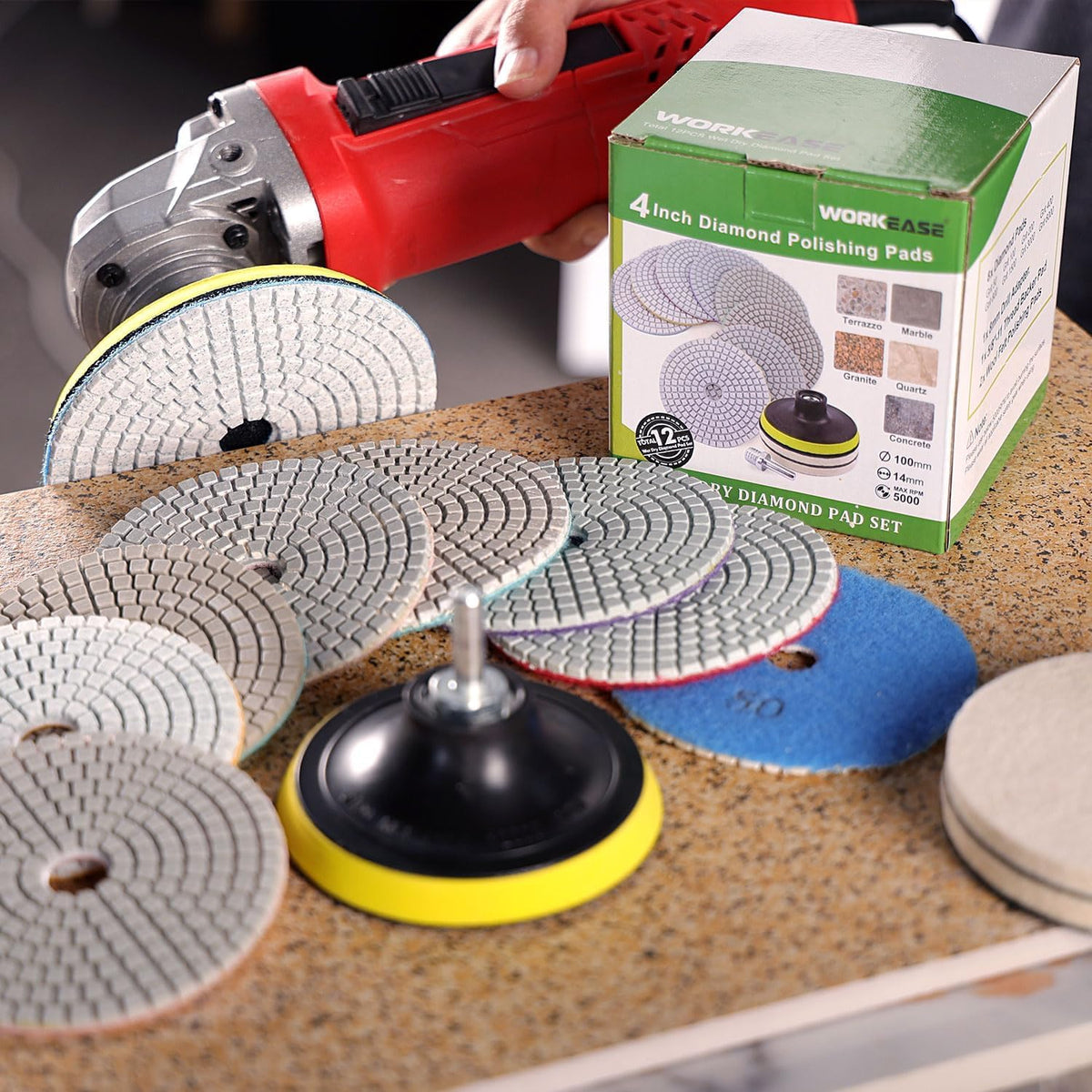 WORKEASE 5/8-11 backer pad and 8mm adapter for easy tool connection