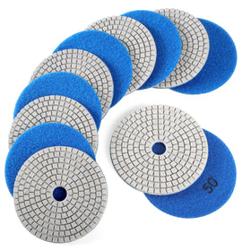WORKEASE front packaging of 12 four-inch 50-grit diamond polishing pads showing quantity