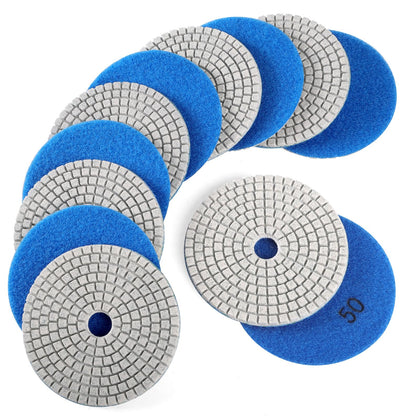 WORKEASE front packaging of 12 four-inch 50-grit diamond polishing pads showing quantity